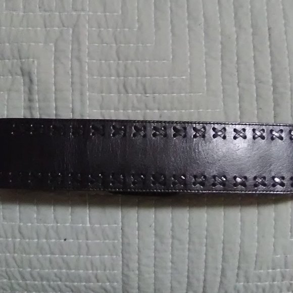 BLACK WIDE LEATHER BELT SIZE MEDIUM - Picture 7 of 9